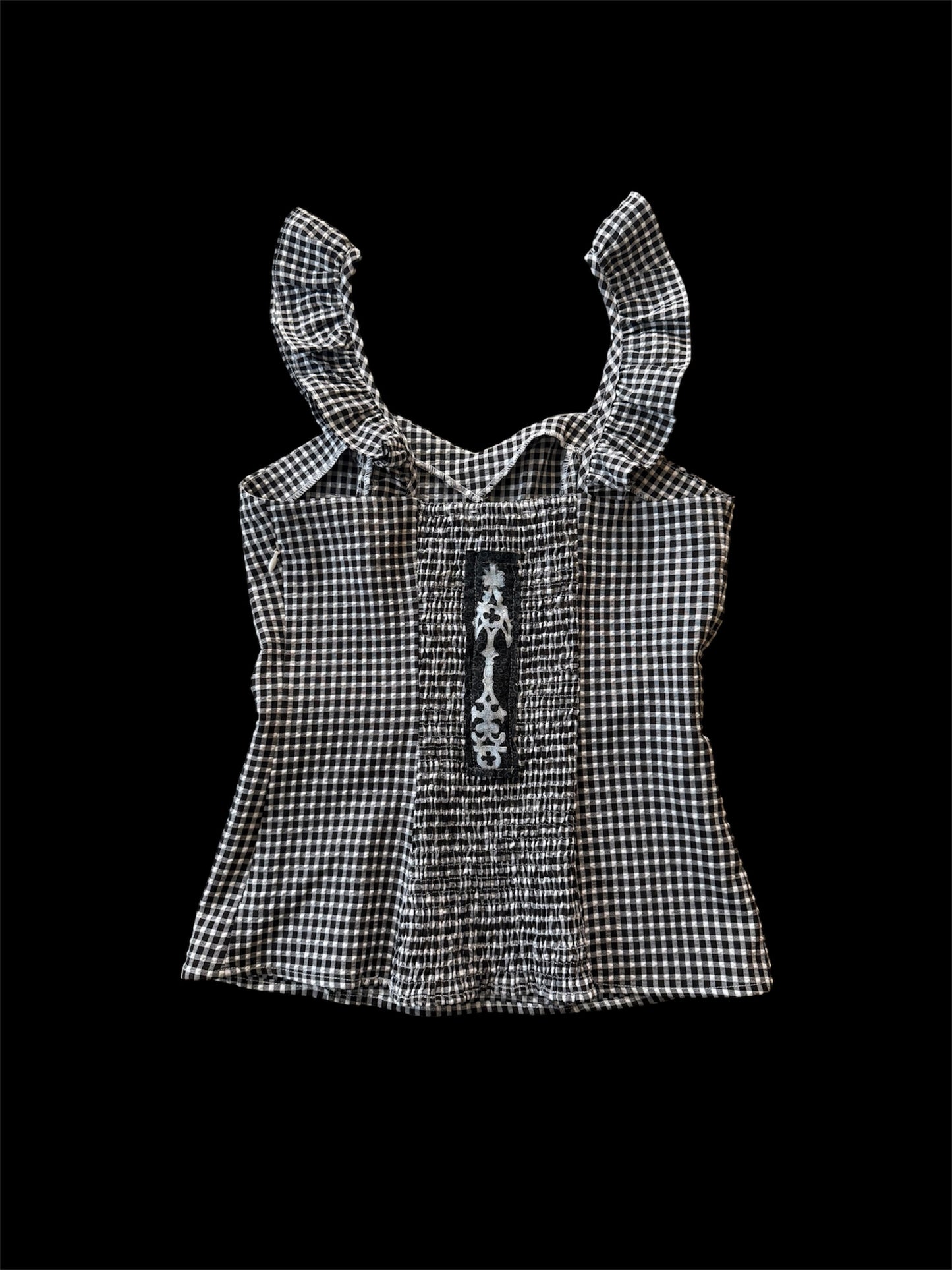 Gingham Cross Top