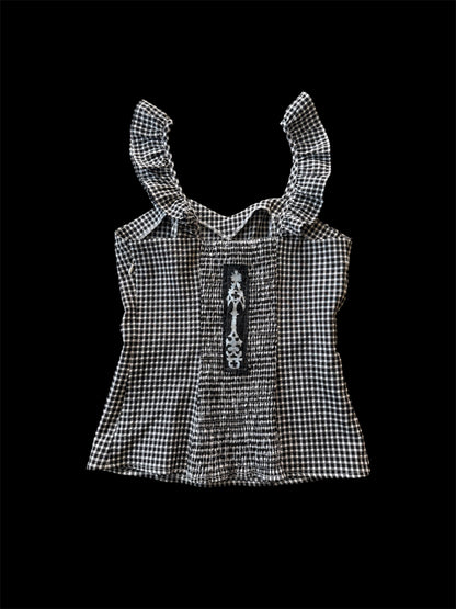 Gingham Cross Top
