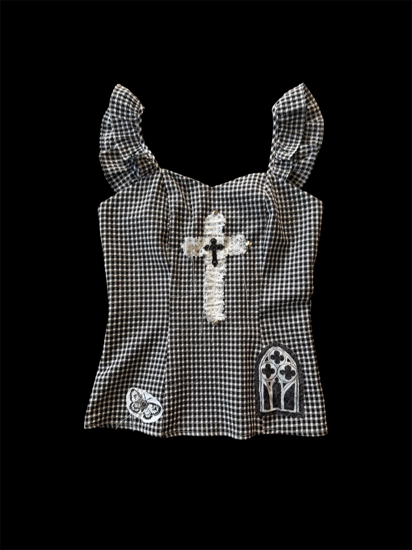Gingham Cross Top